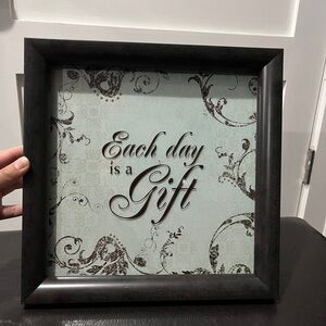 Decorative Framed Wall Art with Inspirational Quote “Each Day is a Gift”